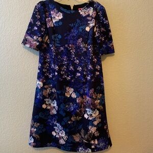 Betsey Johnson Navy and Purple Floral Dress